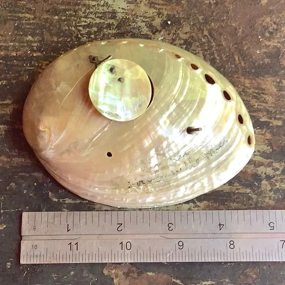 Antique / Vintage Mother of Pearl Abalone Ink Well - Picture 8 of 11